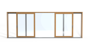 3-leaf sliding door with two sliding vents. Max. width 7,990 mm