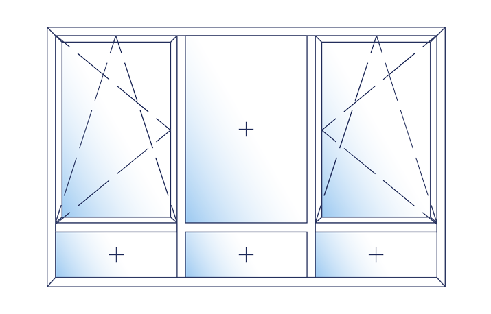 Turn/tilt with fixed frames, inward opening