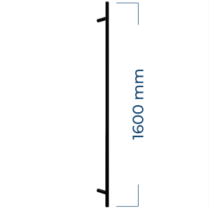 Apvali 1600 mm plieninė nerūdijančio plieno rankena JUODA